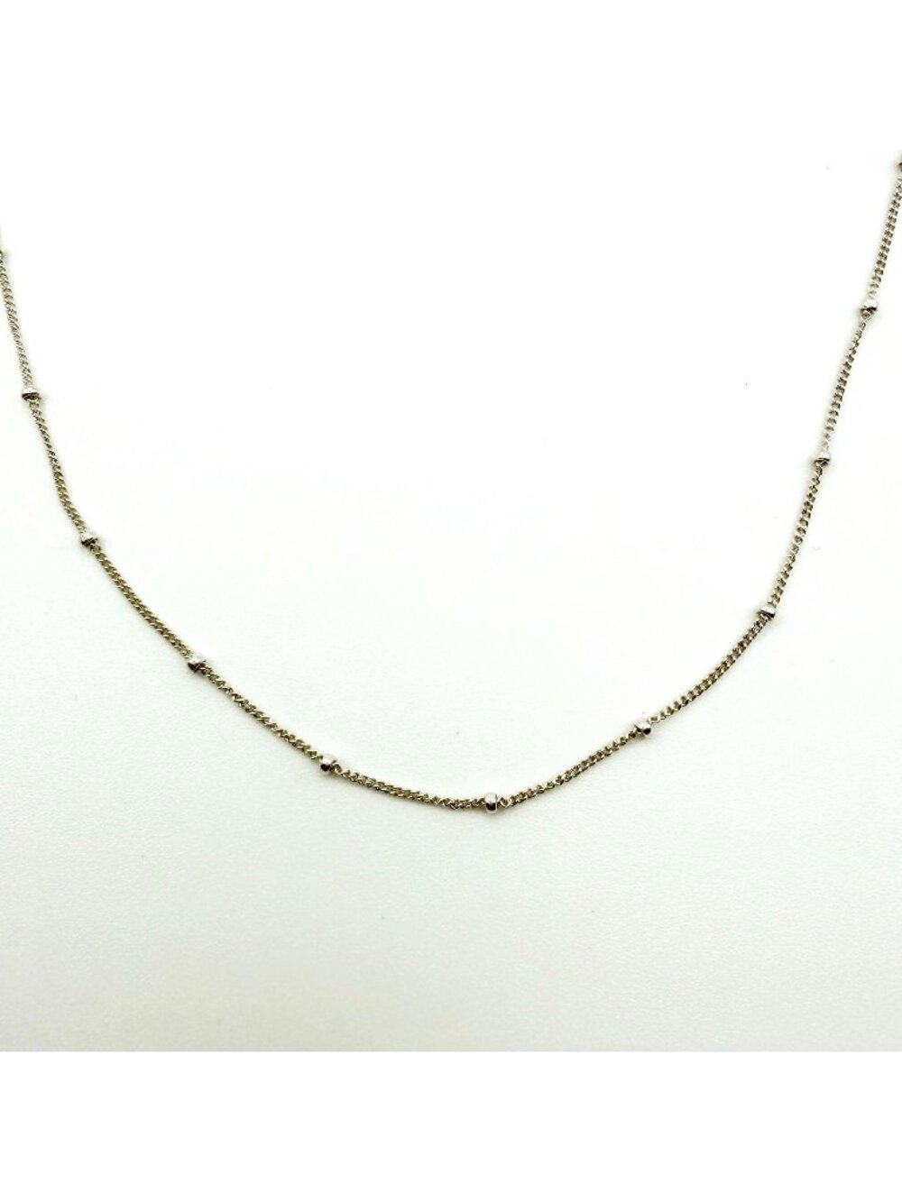 925 Sterling Silver Dainty Beaded Chain Necklace Minimalist